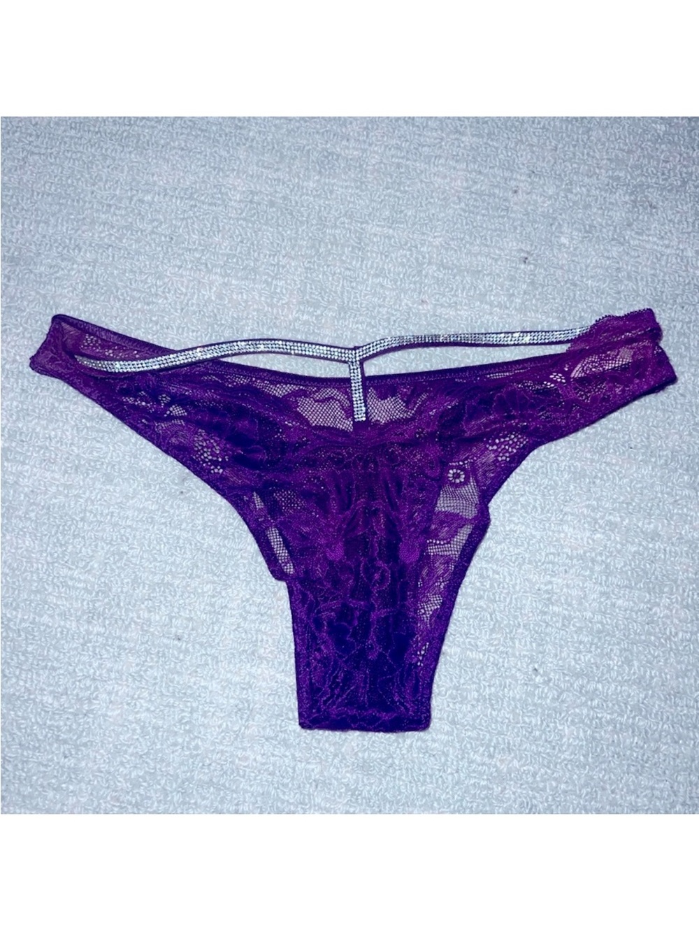 New Victoria's Secret rhinestone Brazilian lace panty small shine strap sexy
